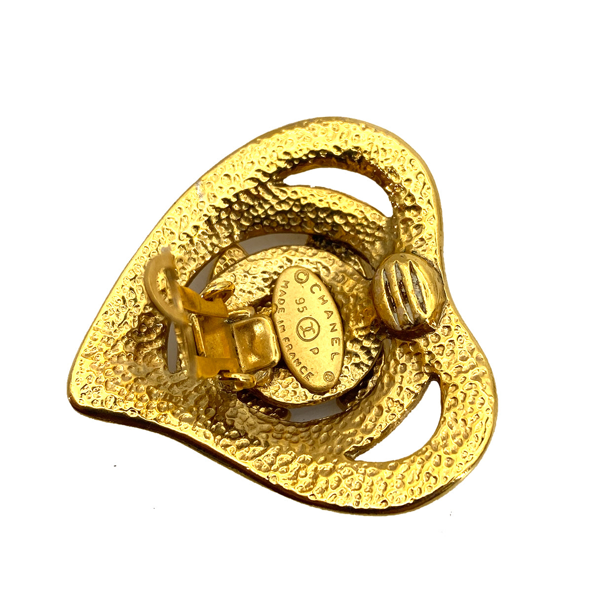 CHANEL VINTAGE EARRINGS HEART COCOMARK ACCESSORY 95P 90261339