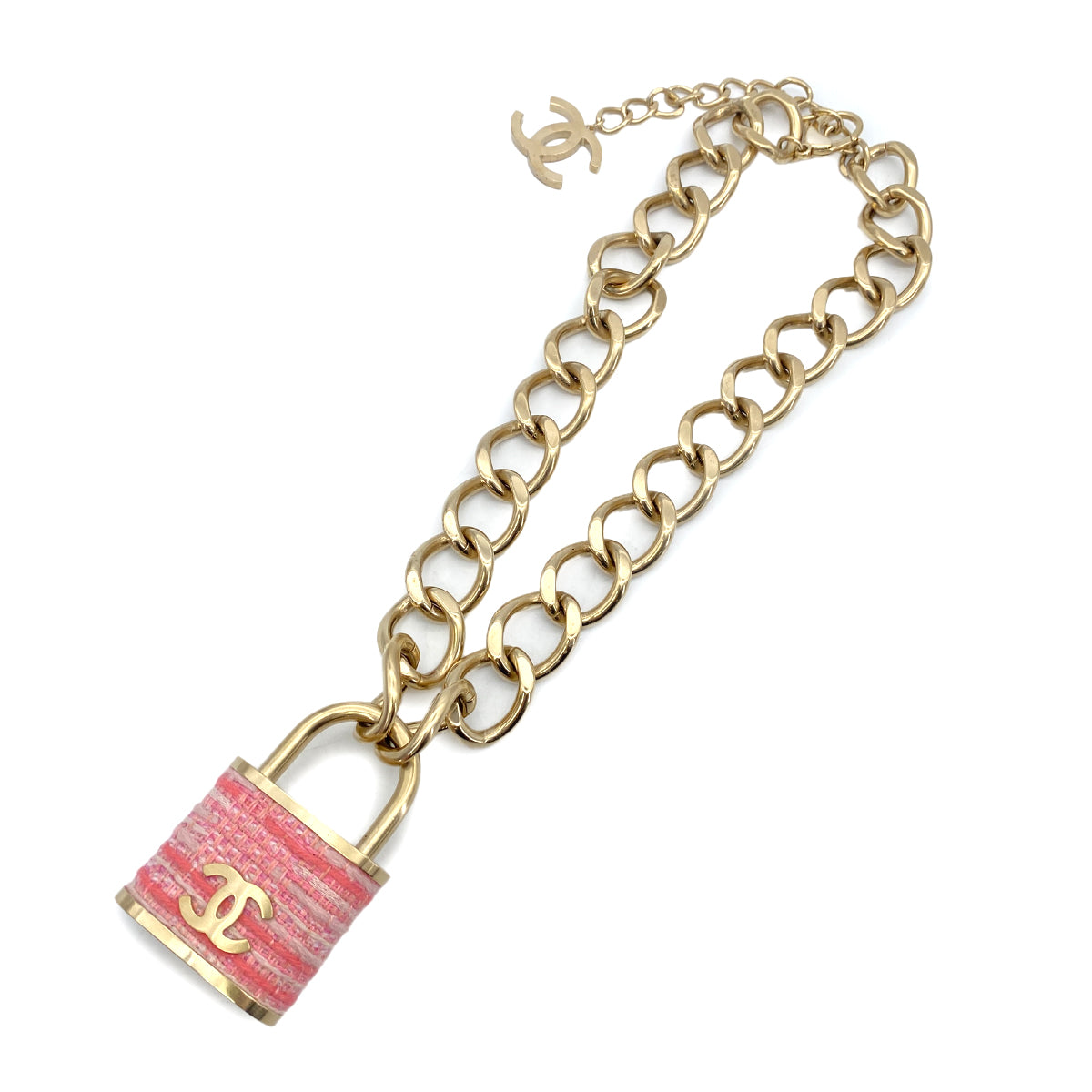 CHANEL NECKLACE LOCK MOTIF COCOMARK TWEED ACCESSORY B14K 90261351