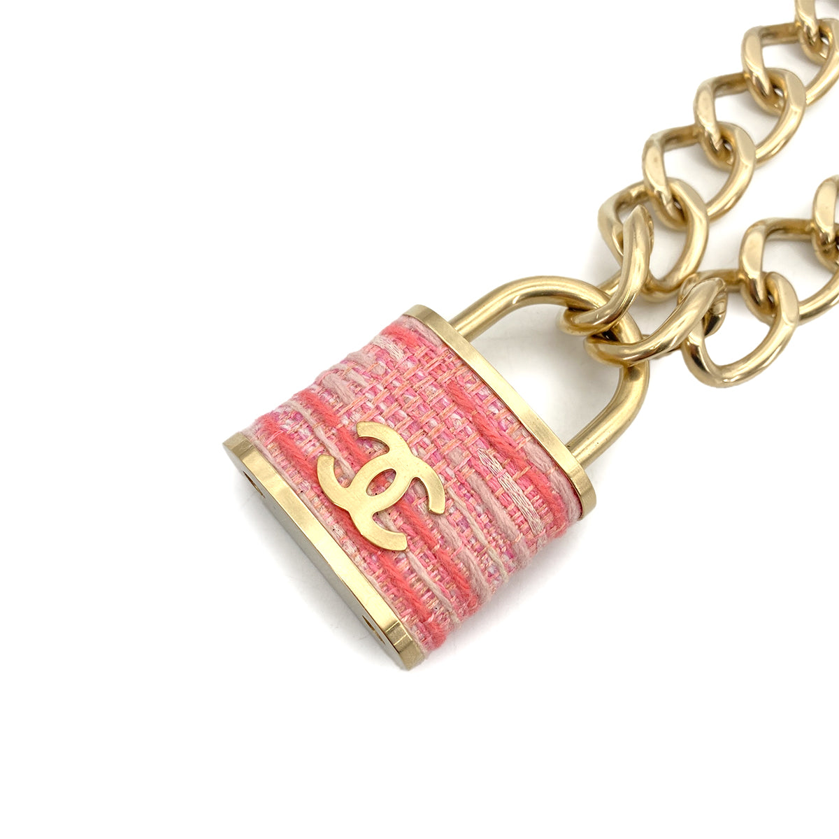 CHANEL NECKLACE LOCK MOTIF COCOMARK TWEED ACCESSORY B14K 90261351