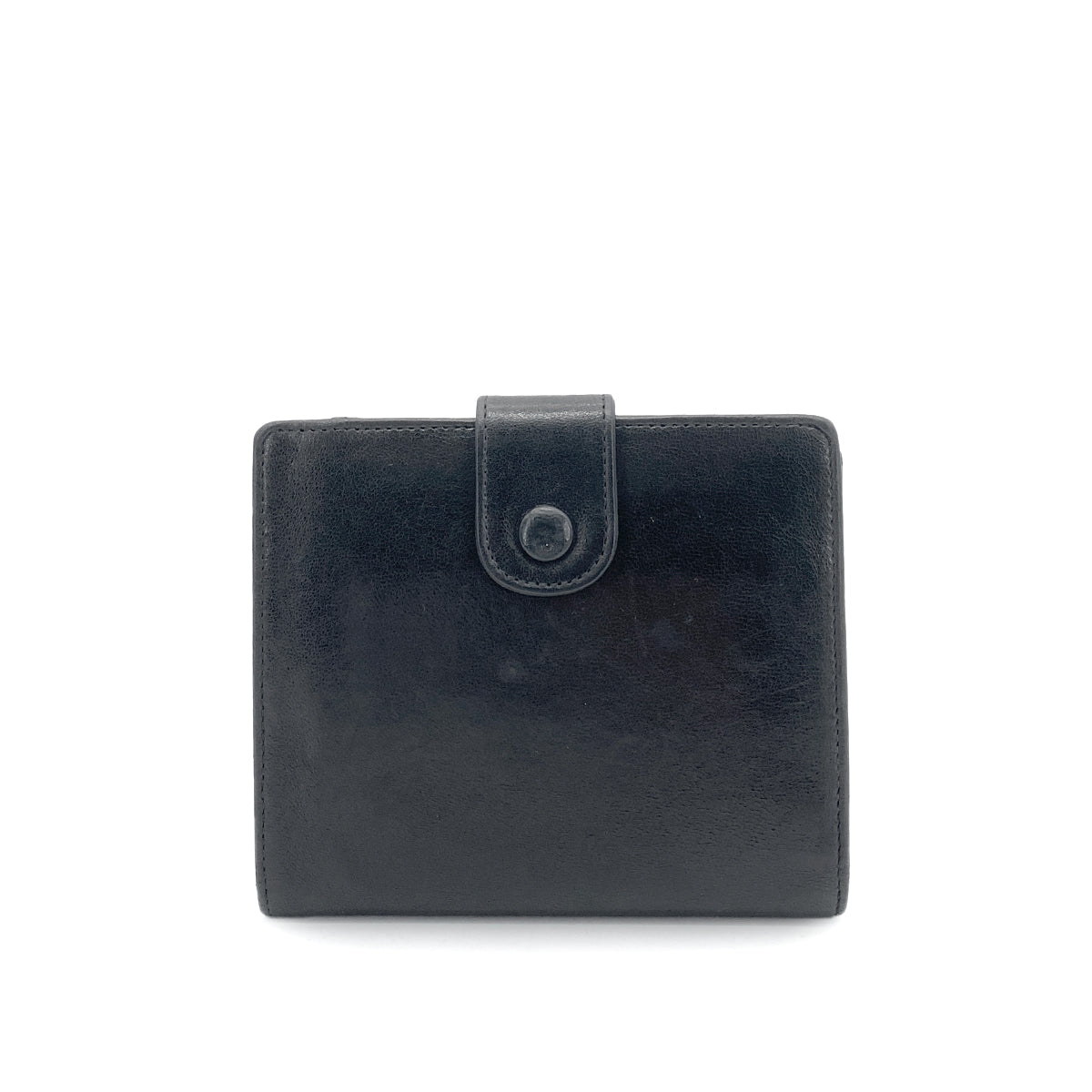 CHANEL VINTAGE BIFOLD COMPACT WALLET BLACK LAMB SKIN 90261356