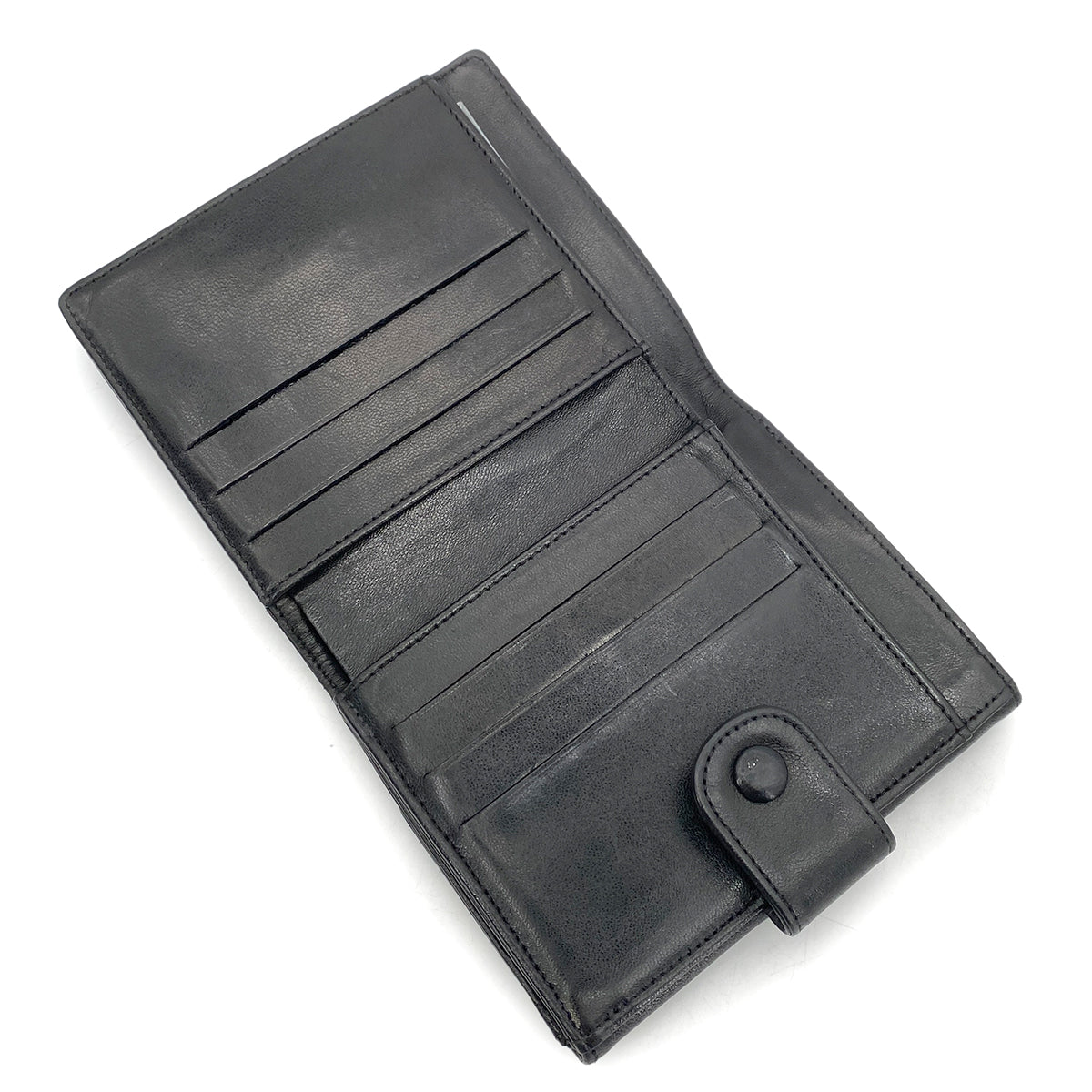 CHANEL VINTAGE BIFOLD COMPACT WALLET BLACK LAMB SKIN 90261356