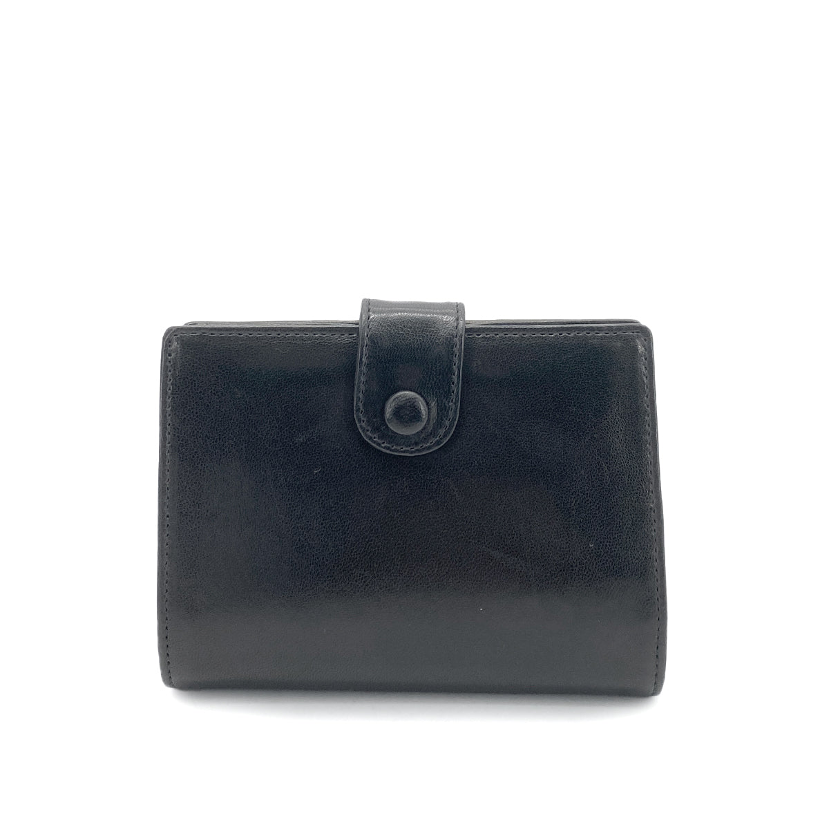 CHANEL VINTAGE BIFOLD COMPACT WALLET BLACK LAMB SKIN 90261357