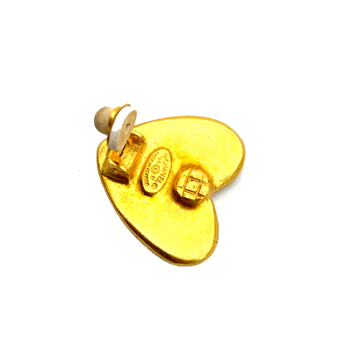 CHANEL VINTAGE EARRINGS HEART COCOMARK ACCESSORY 95P 90261358