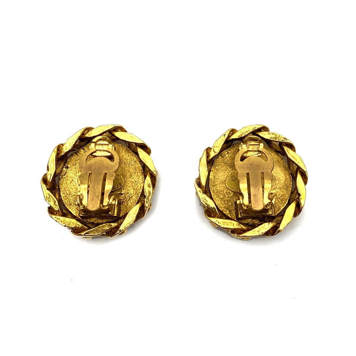 CHANEL VINTAGE EARRINGS ROUND COCOMARK RHINESTONE ACCESSORY 23 90261360