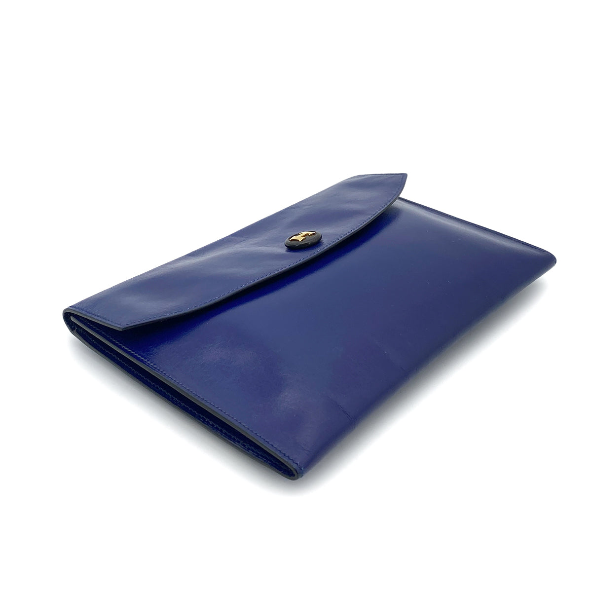 HERMES POCHETTE RIO CLUTCH BAG BLUE BOX CALF 〇T 90261518
