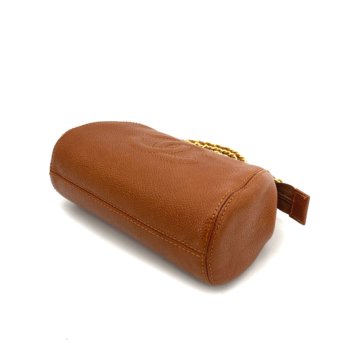 CHANEL VINTAGE MINI POUCH CHAIN SHOULDER BAG CAMEL CAVIAR SKIN 90261527