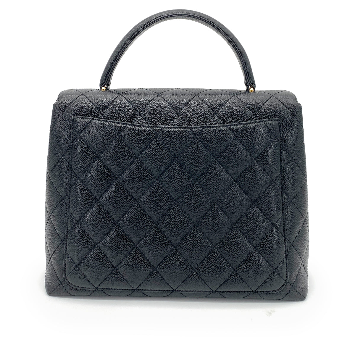 CHANEL VINTAGE MATELASSE HAND BAG BLACK CAVIAR SKIN 90261531
