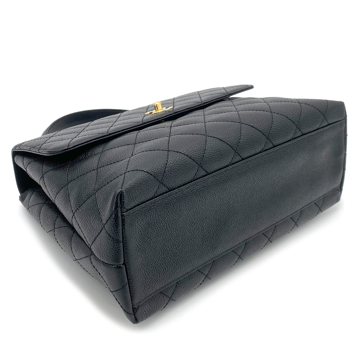 CHANEL VINTAGE MATELASSE HAND BAG BLACK CAVIAR SKIN 90261531