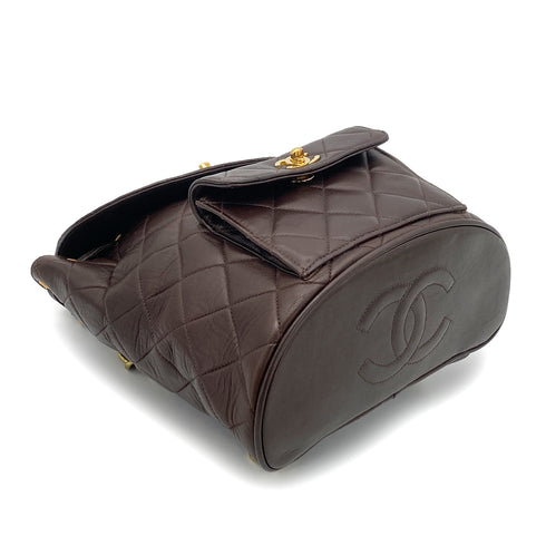 CHANEL VINTAGE DUMA CHAIN BACKPACK DARK BROWN LAMB SKIN 90261541 - PURPOSE