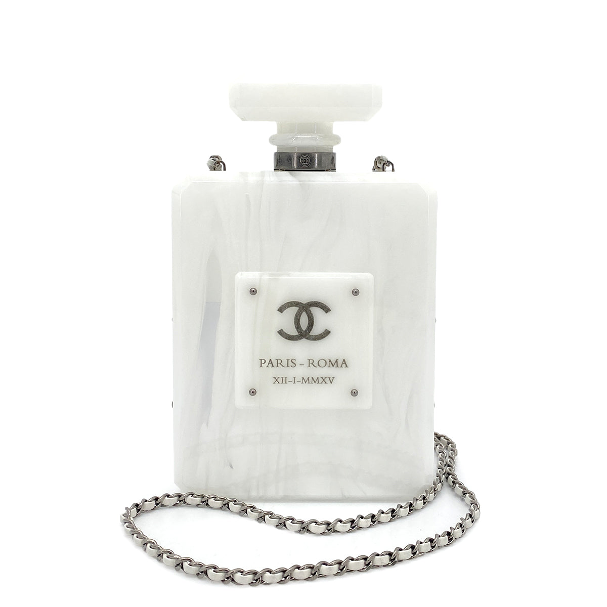 CHANEL PERFUME BOTTLE MOTIF CHAIN SHOULDER BAG WHITE 90261542