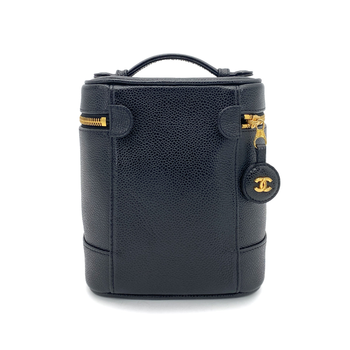 CHANEL VINTAGE VANITY HAND BAG BLACK CAVIAR SKIN 90261543