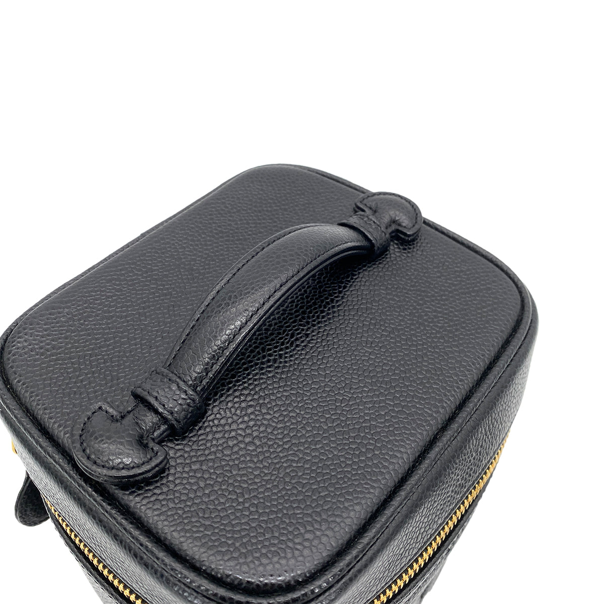 CHANEL VINTAGE VANITY HAND BAG BLACK CAVIAR SKIN 90261543