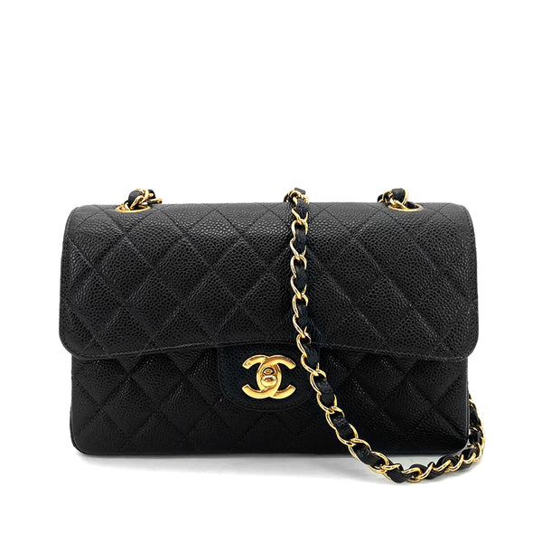 CHANEL VINTAGE CLASSIC FLAP SMALL CHAIN SHOULDER BAG BLACK CAVIAR SKIN GHW 90261547 - PURPOSE