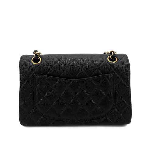 CHANEL VINTAGE CLASSIC FLAP SMALL CHAIN SHOULDER BAG BLACK CAVIAR SKIN GHW 90261547 - PURPOSE