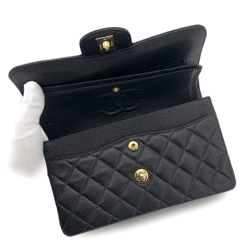 CHANEL VINTAGE CLASSIC FLAP SMALL CHAIN SHOULDER BAG BLACK CAVIAR SKIN GHW 90261547 - PURPOSE
