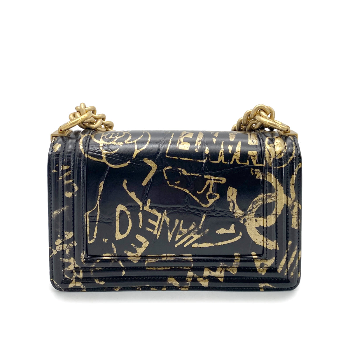 CHANEL BOY CHANEL MINI CHAIN SHOULDER BAG BLACK LEATHER 90261555