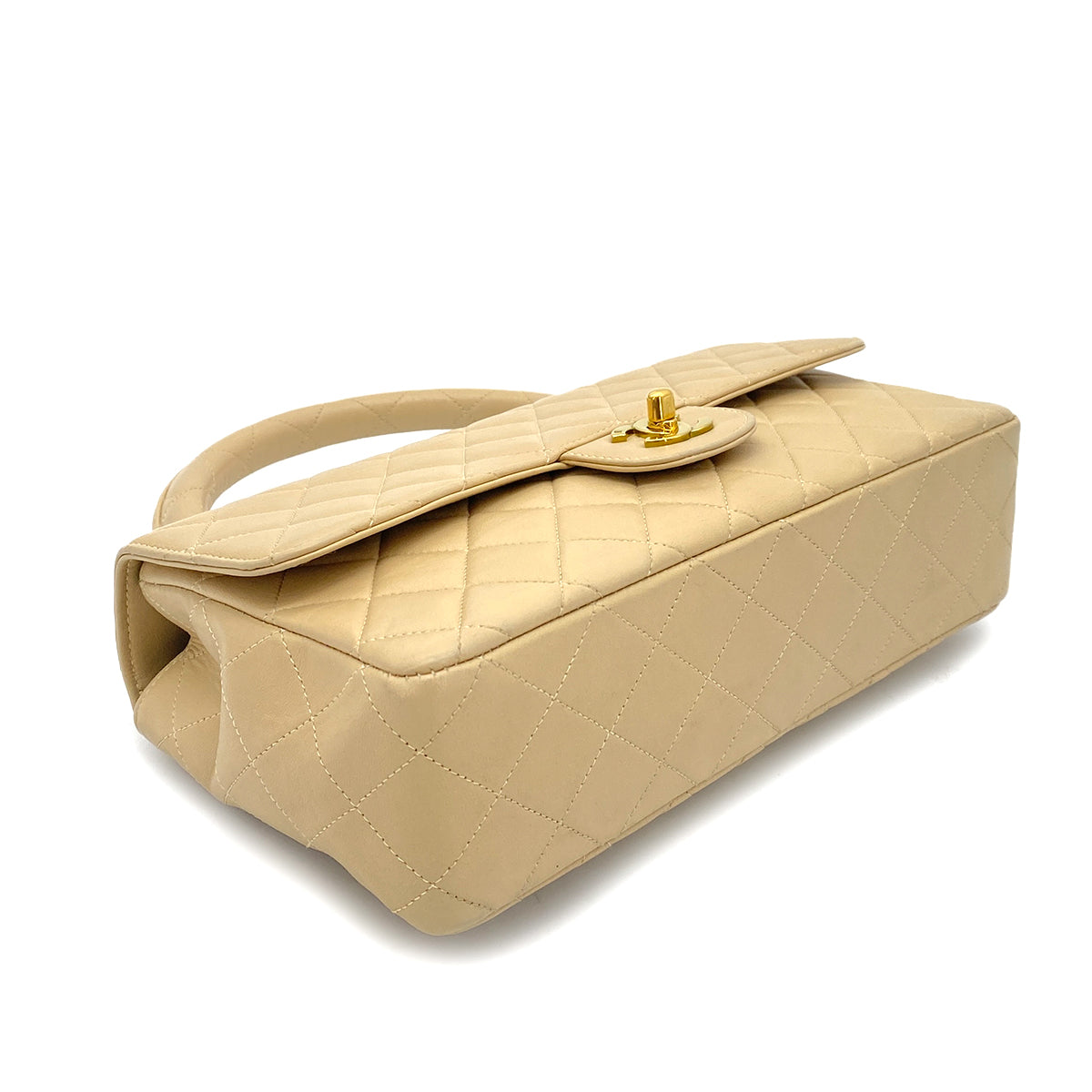 CHANEL VINTAGE PARENT-CHILD BAG PARENT ONLY BEIGE LAMB SKIN 90257491