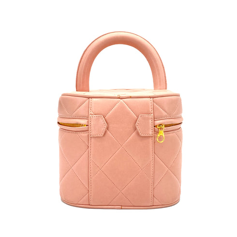 CHANEL VINTAGE VANITY HAND BAG PINK LAMB SKIN 90261563