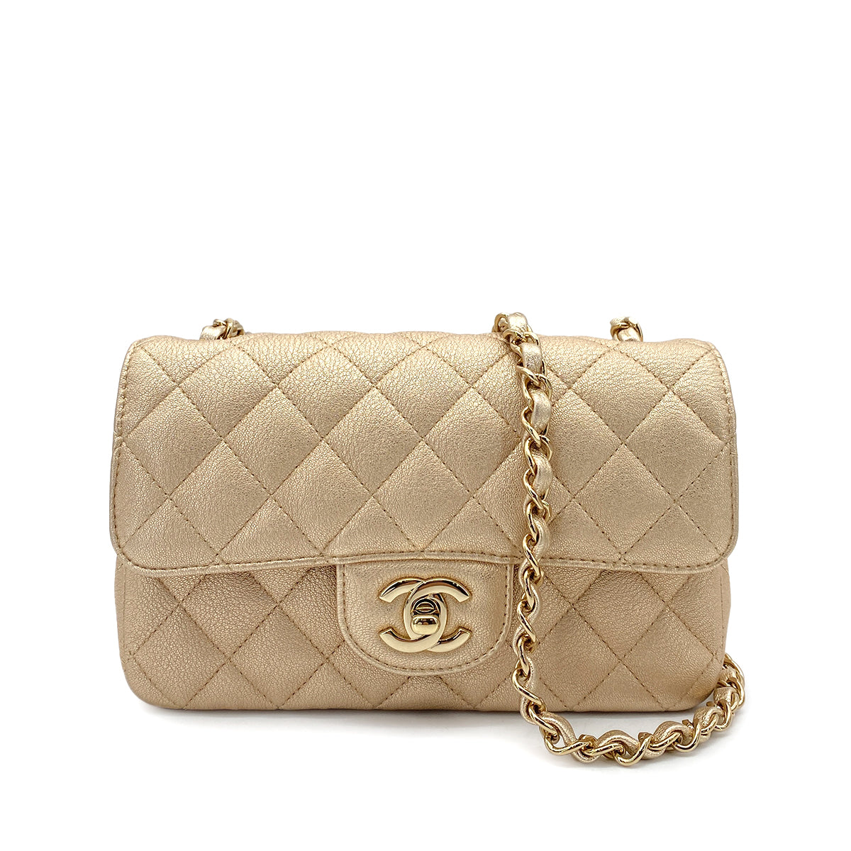 CHANEL MATELASSE 20 CHAIN SHOULDER BAG GOLD LAMB SKIN 90261569