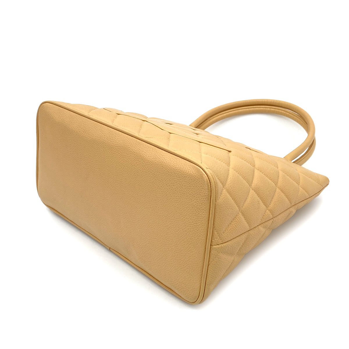 CHANEL VINTAGE MEDALLION TOTE BAG BEIGE CAVIAR SKIN 90261572