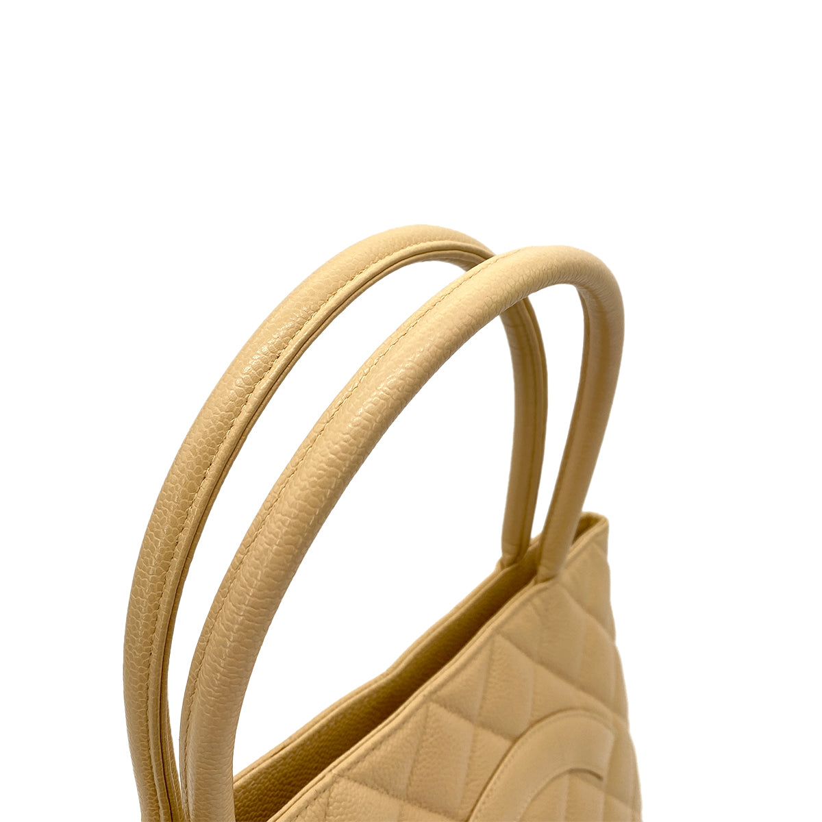 CHANEL VINTAGE MEDALLION TOTE BAG BEIGE CAVIAR SKIN 90261572