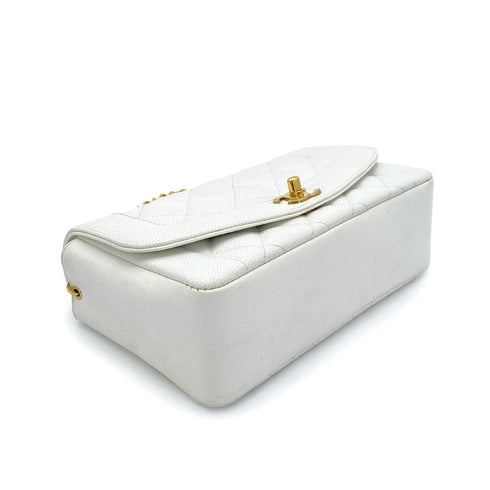 CHANEL VINTAGE DIANA SMALL CHAIN SHOULDER BAG WHITE CAVIAR SKIN 90261574 - PURPOSE