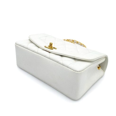CHANEL VINTAGE DIANA SMALL CHAIN SHOULDER BAG WHITE CAVIAR SKIN 90261574 - PURPOSE