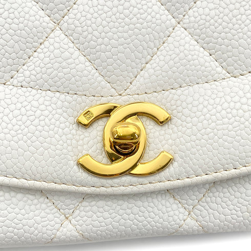 CHANEL VINTAGE DIANA SMALL CHAIN SHOULDER BAG WHITE CAVIAR SKIN 90261574 - PURPOSE