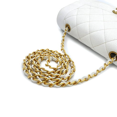 CHANEL VINTAGE DIANA SMALL CHAIN SHOULDER BAG WHITE CAVIAR SKIN 90261574 - PURPOSE