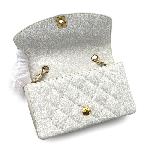 CHANEL VINTAGE DIANA SMALL CHAIN SHOULDER BAG WHITE CAVIAR SKIN 90261574 - PURPOSE