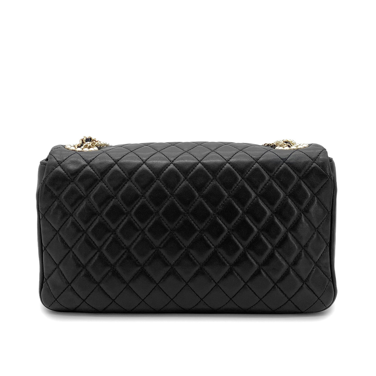 CHANEL WESTMINSTER CHAIN SHOULDER BAG FAUX PEARL BLACK LAMB SKIN 90261575