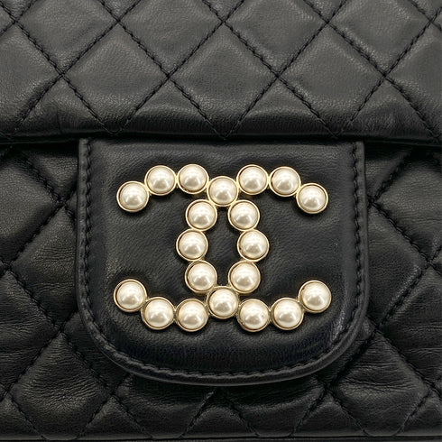 CHANEL WESTMINSTER CHAIN SHOULDER BAG FAUX PEARL BLACK LAMB SKIN 90261575 - PURPOSE
