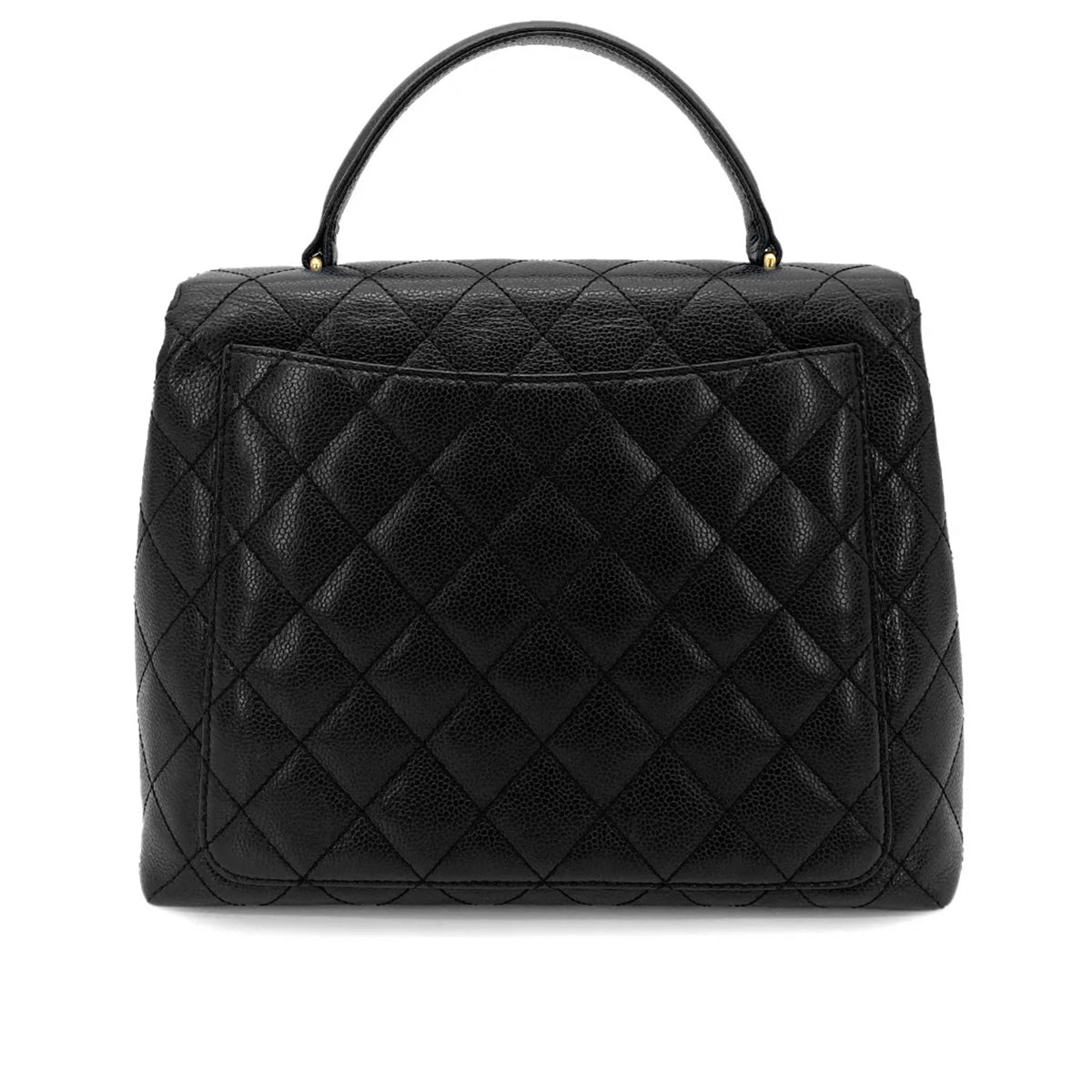 CHANEL VINTAGE MATELASSE HAND BAG BLACK CAVIAR SKIN 90261577