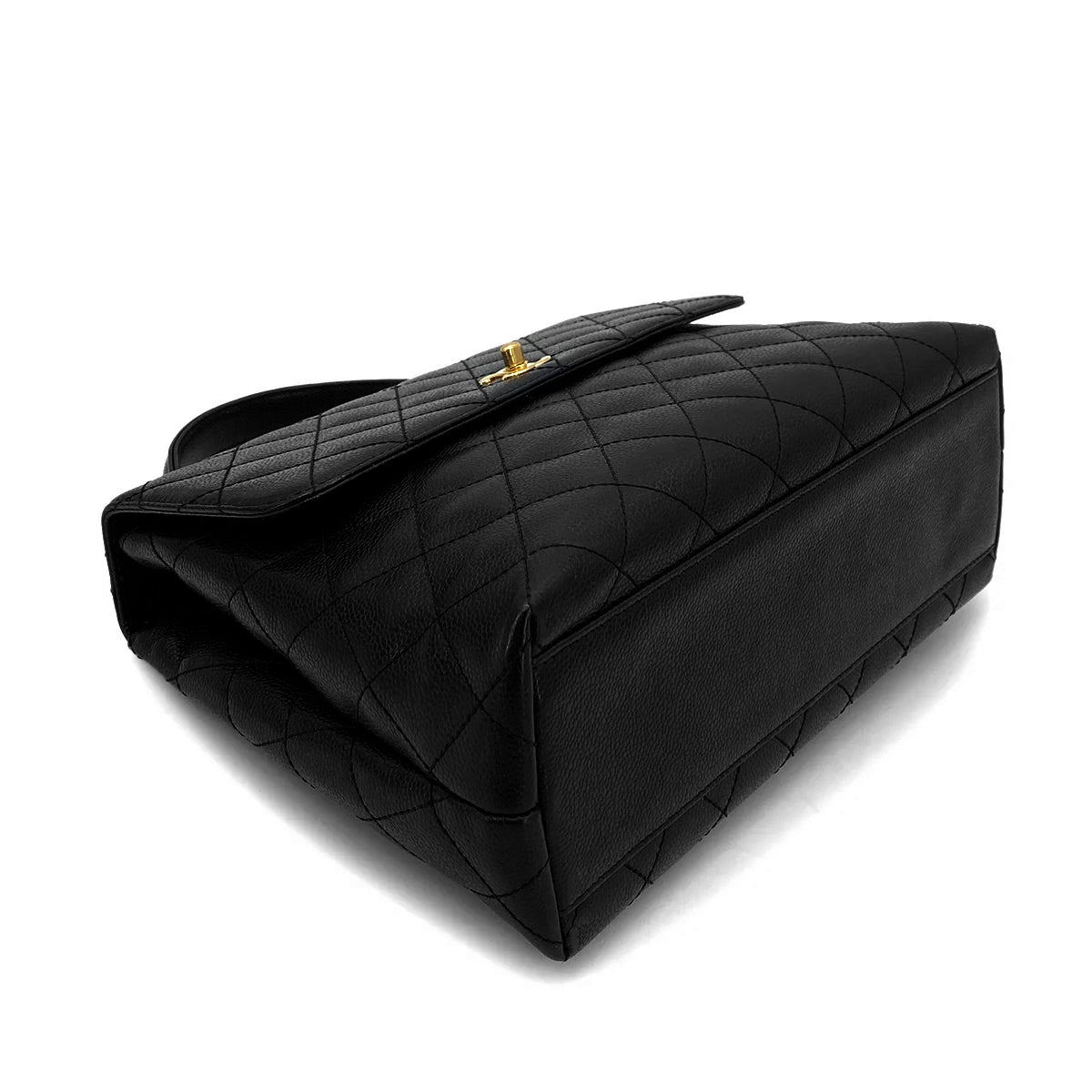 CHANEL VINTAGE MATELASSE HAND BAG BLACK CAVIAR SKIN 90261577