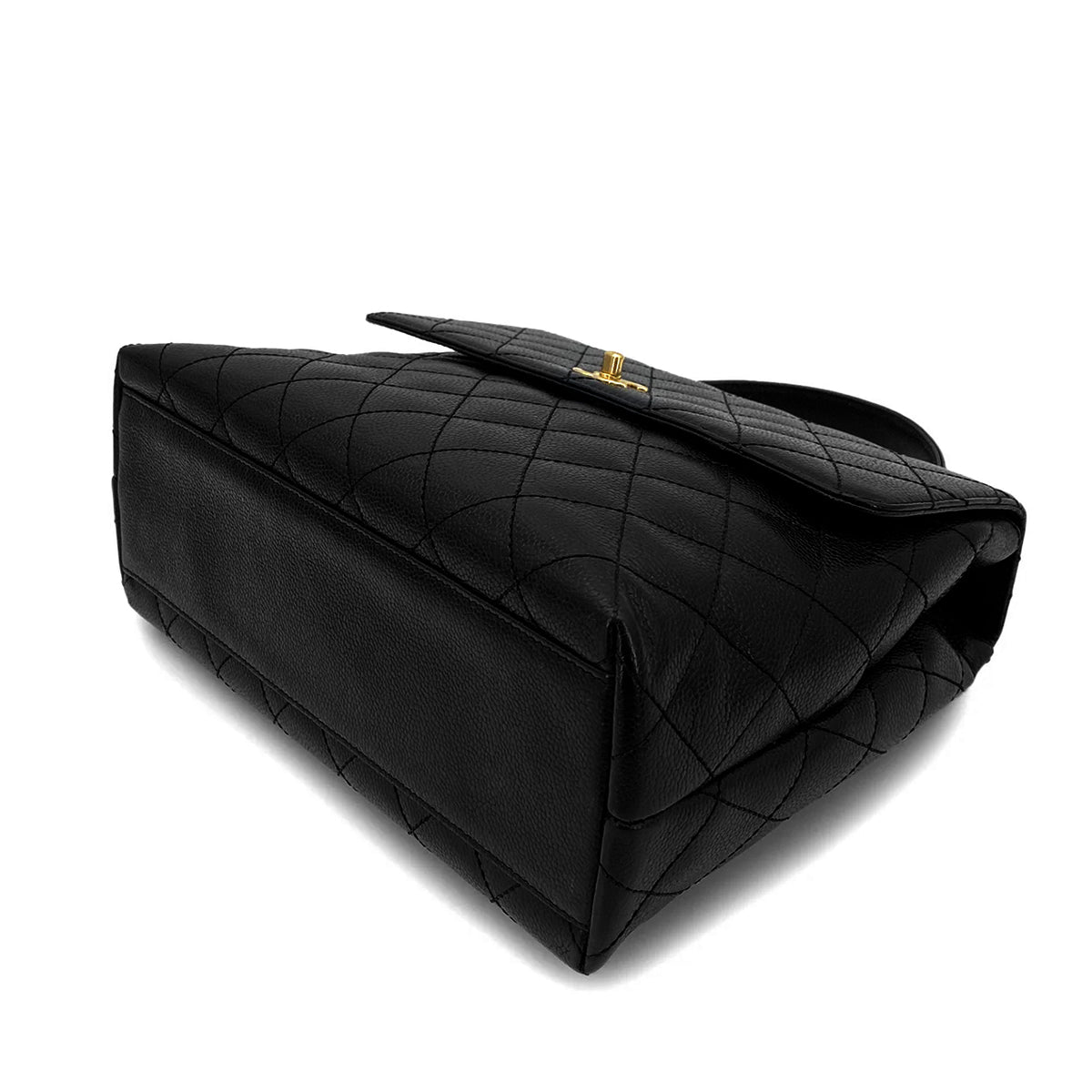 CHANEL VINTAGE MATELASSE HAND BAG BLACK CAVIAR SKIN 90261577