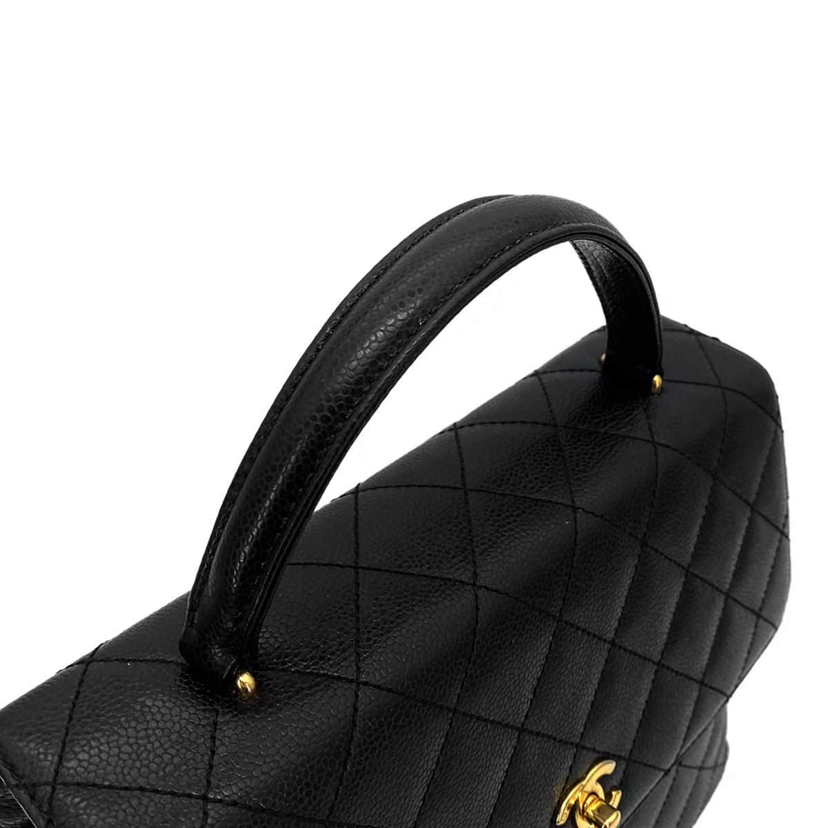 CHANEL VINTAGE MATELASSE HAND BAG BLACK CAVIAR SKIN 90261577