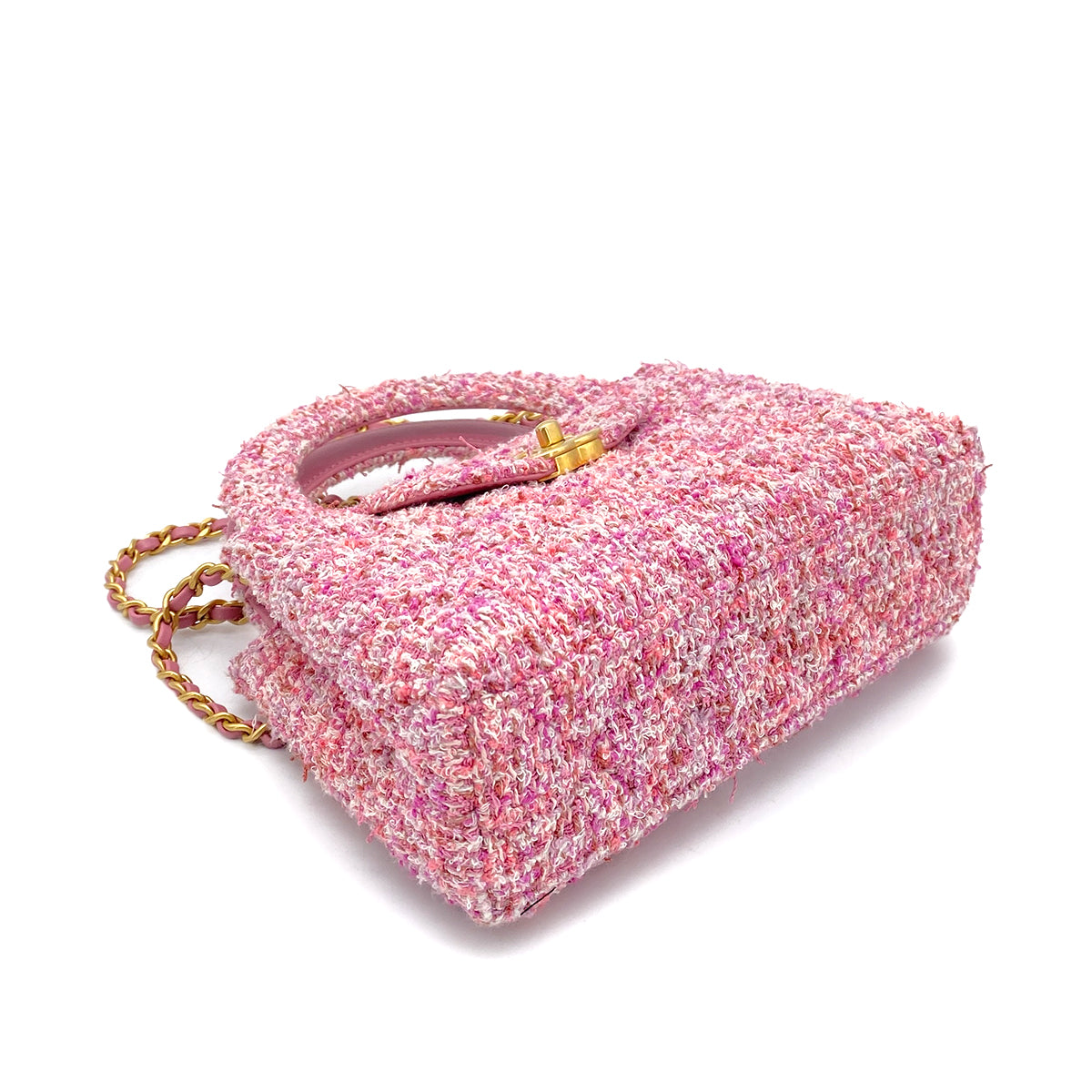 CHANEL MATELASSE CHAIN HAND SHOULDER BAG PINK TWEED 90261582