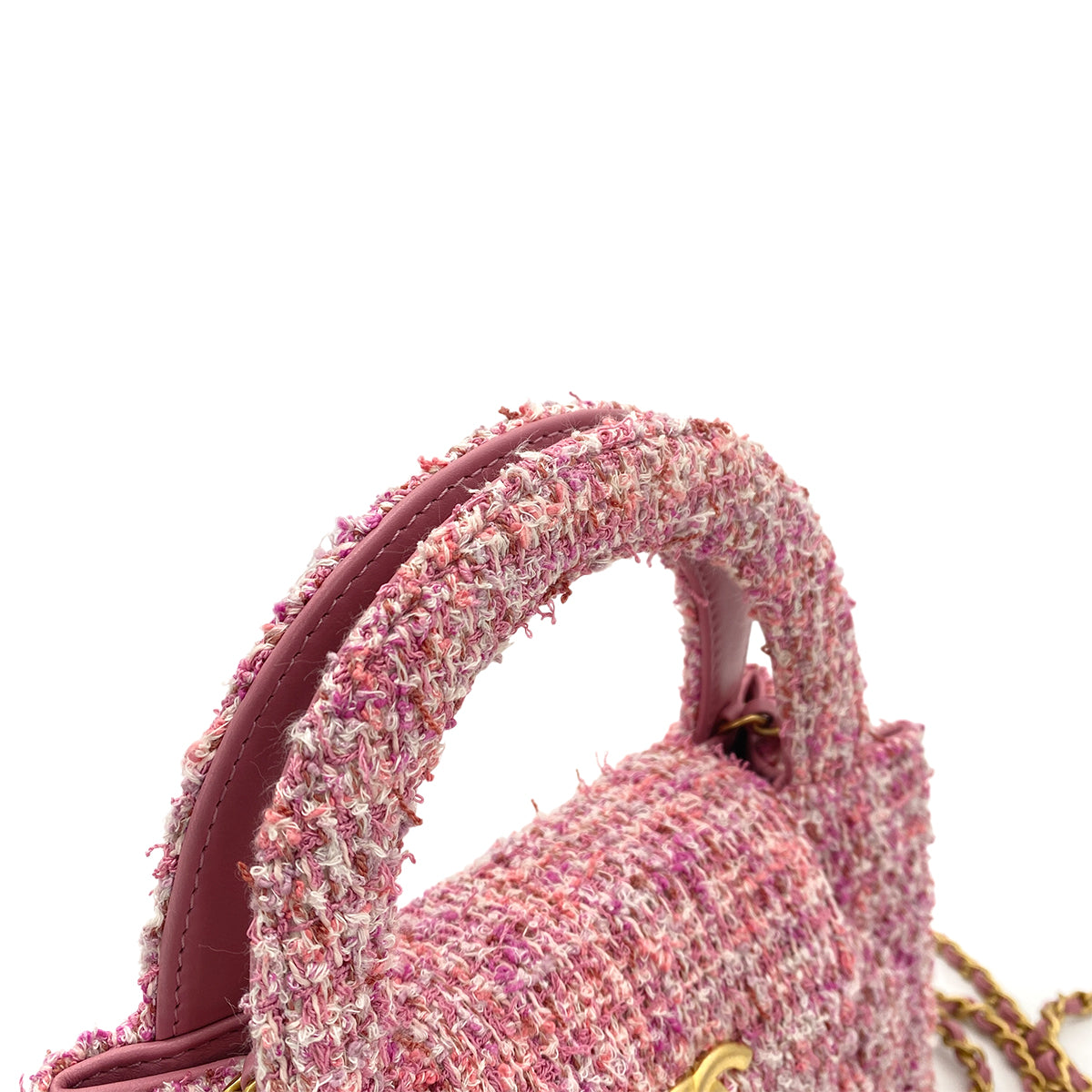 CHANEL MATELASSE CHAIN HAND SHOULDER BAG PINK TWEED 90261582