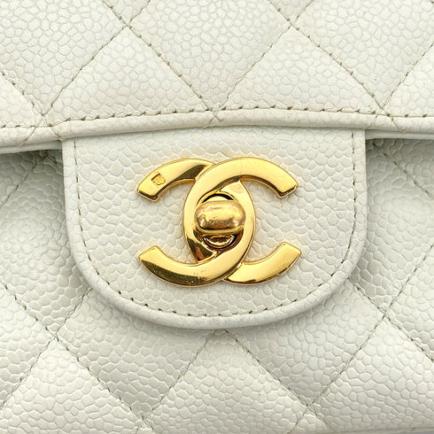 CHANEL VINTAGE CLASSIC FLAP MEDIUM CHAIN SHOULDER BAG LIGHT BLUE CAVIAR SKIN 90261587 - PURPOSE