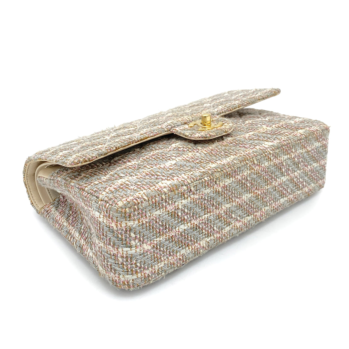 CHANEL VINTAGE CLASSIC FLAP MEDIUM CHAIN SHOULDER BAG MULTICOLOR TWEED GHW 90261598