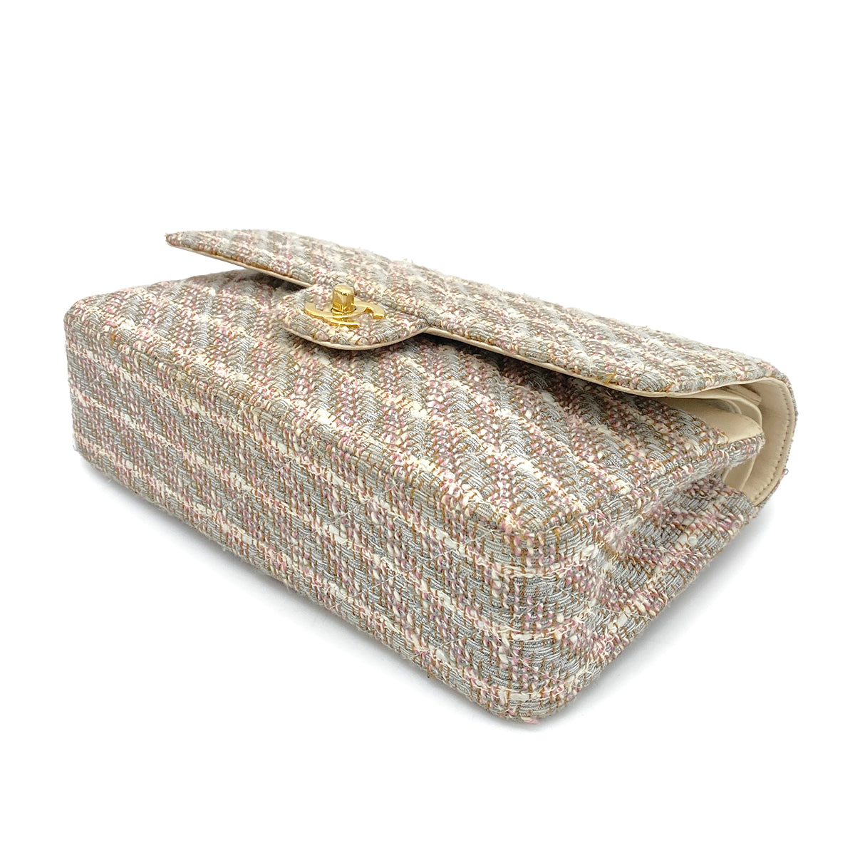 CHANEL VINTAGE CLASSIC FLAP MEDIUM CHAIN SHOULDER BAG MULTICOLOR TWEED GHW 90261598