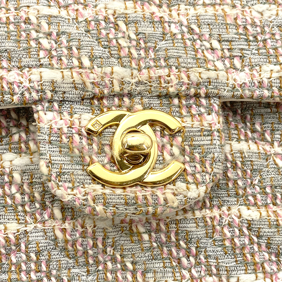 CHANEL VINTAGE CLASSIC FLAP MEDIUM CHAIN SHOULDER BAG MULTICOLOR TWEED GHW 90261598