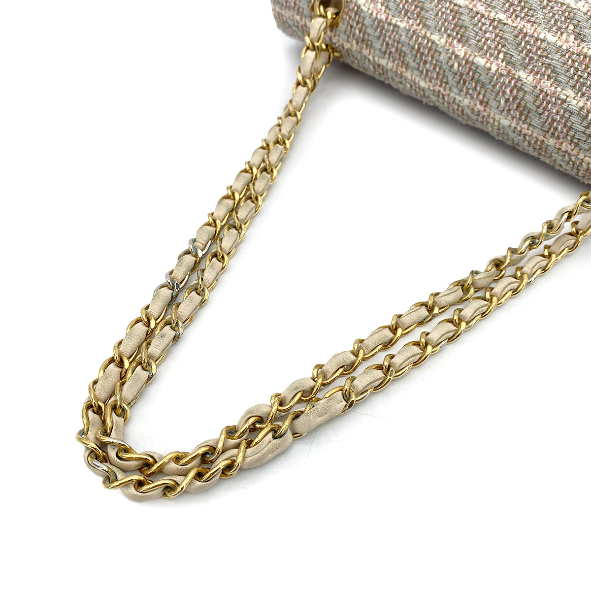 CHANEL VINTAGE CLASSIC FLAP MEDIUM CHAIN SHOULDER BAG MULTICOLOR TWEED GHW 90261598