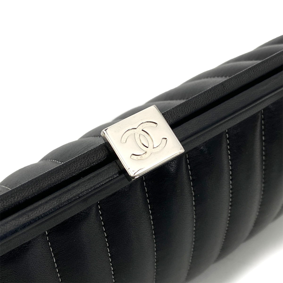 CHANEL VINTAGE NEW MADEMOISELLE CLUTCH BAG BLACK LAMB SKIN 90261599