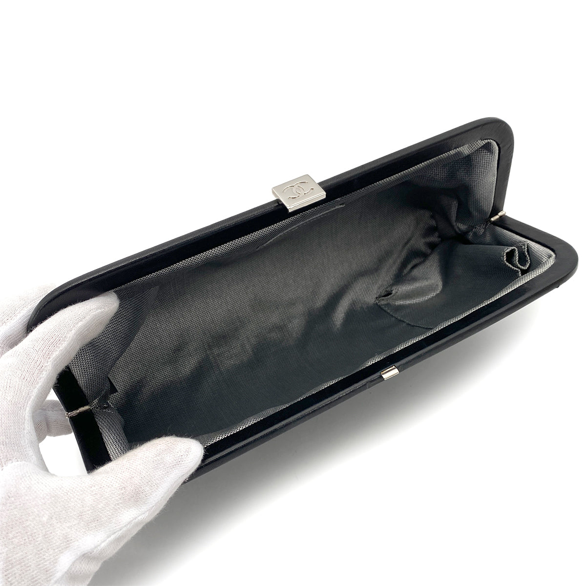 CHANEL VINTAGE NEW MADEMOISELLE CLUTCH BAG BLACK LAMB SKIN 90261599