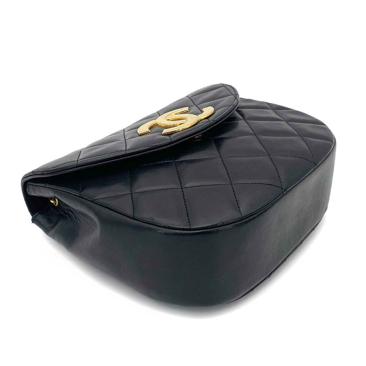 CHANEL VINTAGE BIG COCO MATELASSE CHAIN SHOULDER BAG BLACK LAMB SKIN 90261600