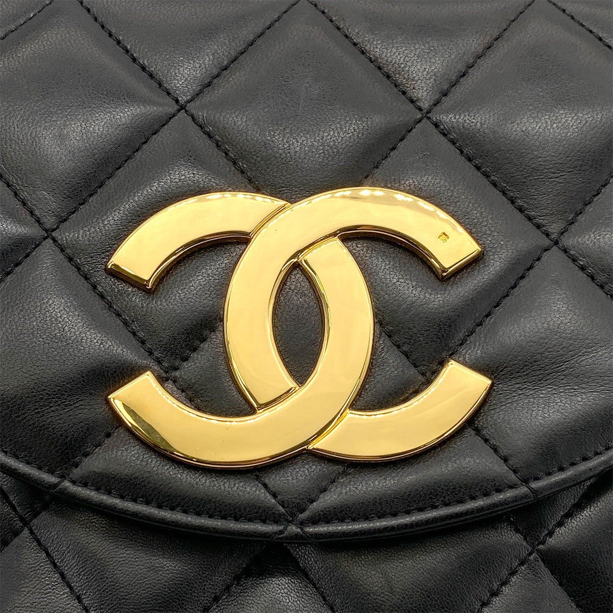 CHANEL VINTAGE BIG COCO MATELASSE CHAIN SHOULDER BAG BLACK LAMB SKIN 90261600