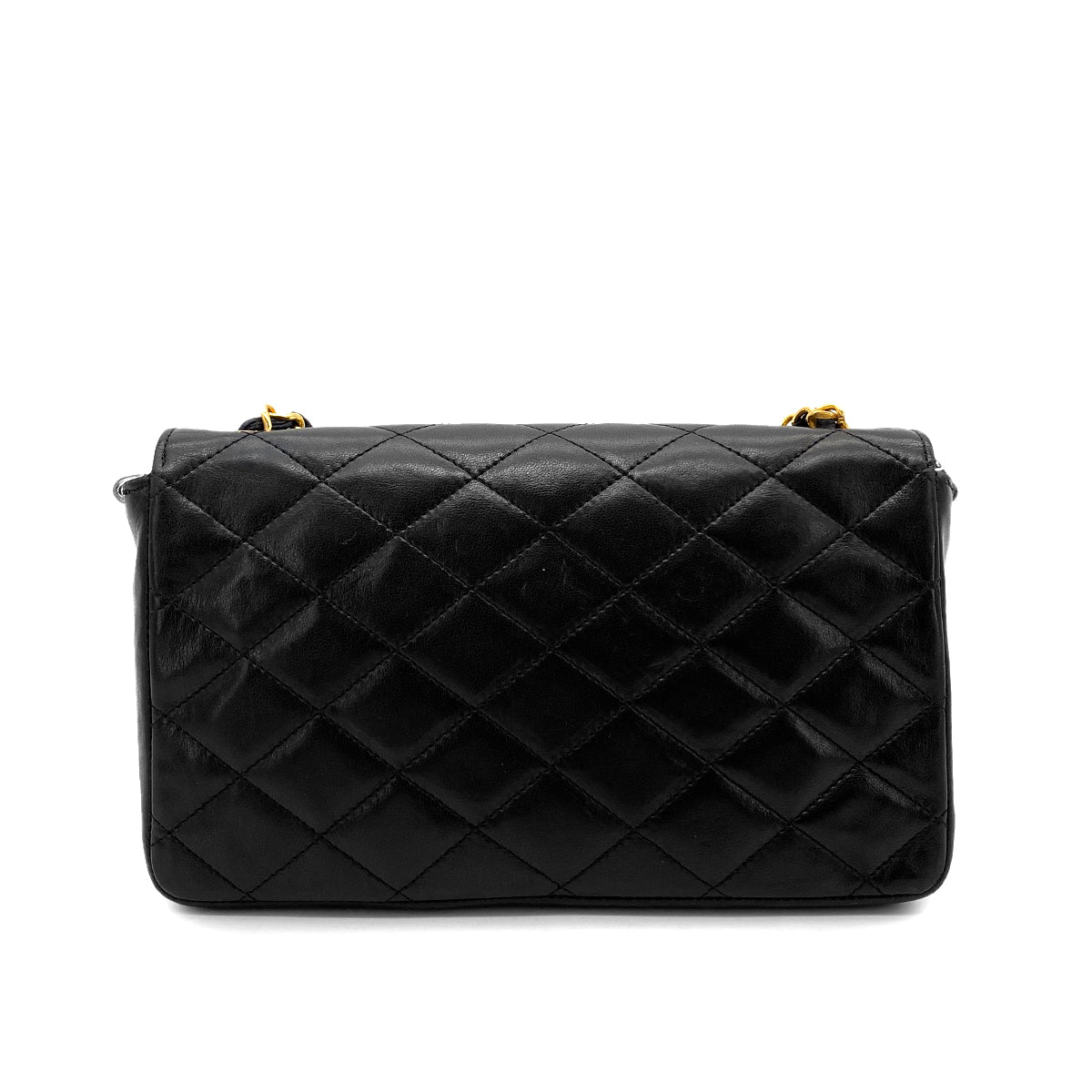 CHANEL VINTAGE MATELASSE BIG COCO CHAIN SHOULDER BAG BLACK LAMB SKIN 90261601