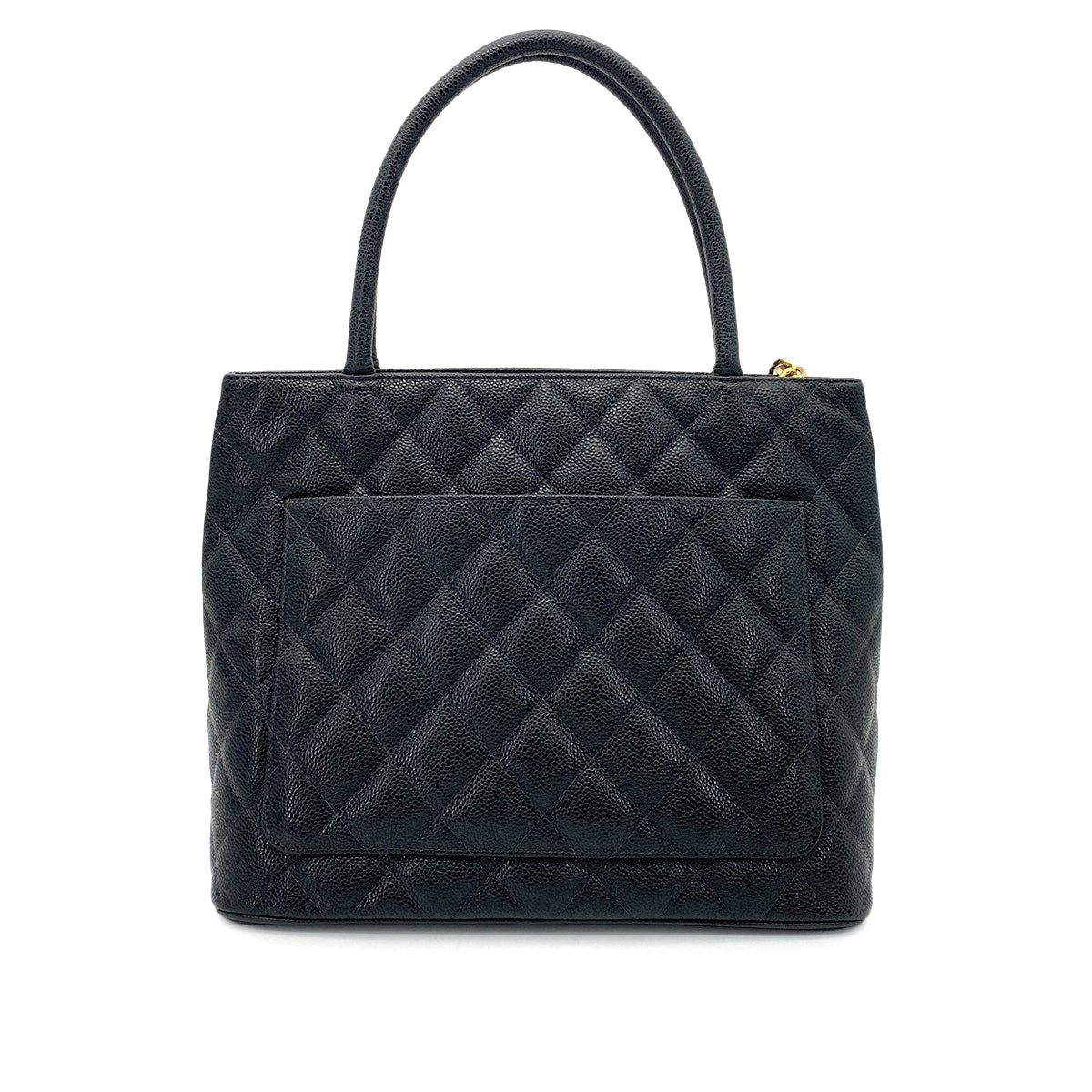 CHANEL VINTAGE MEDALLION TOTE BAG BLACK CAVIAR SKIN 90261602