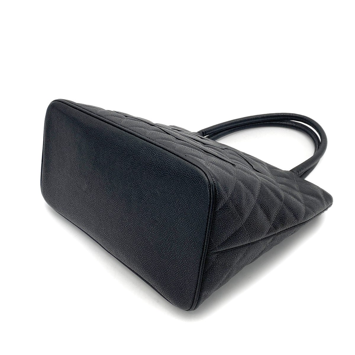 CHANEL VINTAGE MEDALLION TOTE BAG BLACK CAVIAR SKIN 90261602